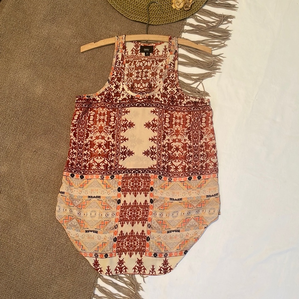 Mossimo XS tank top tunic brown tan orange